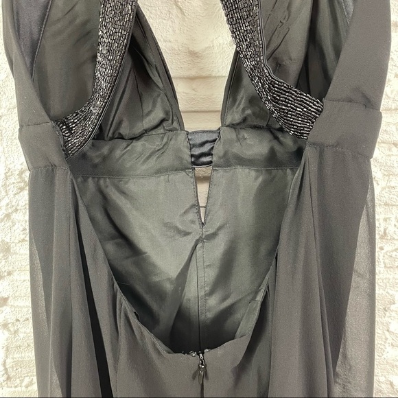 Cache Dress Y2K Black Sheer Chiffon Silk Beaded Whimsigoth Fairy Ethereal Size 2 - Picture 10 of 15
